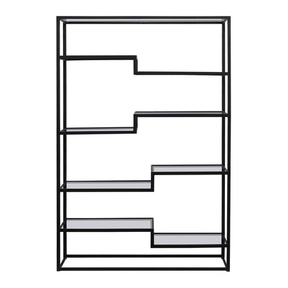 Mistique 130x200cm Glass Shelving Unit - Black