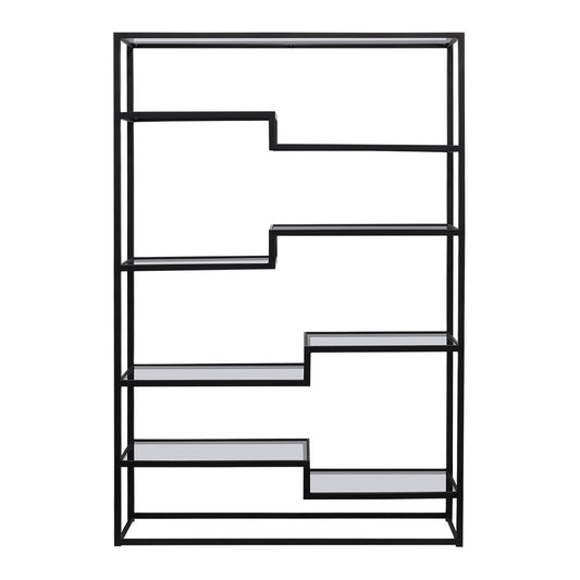 Mistique 130x200cm Glass Shelving Unit - Black