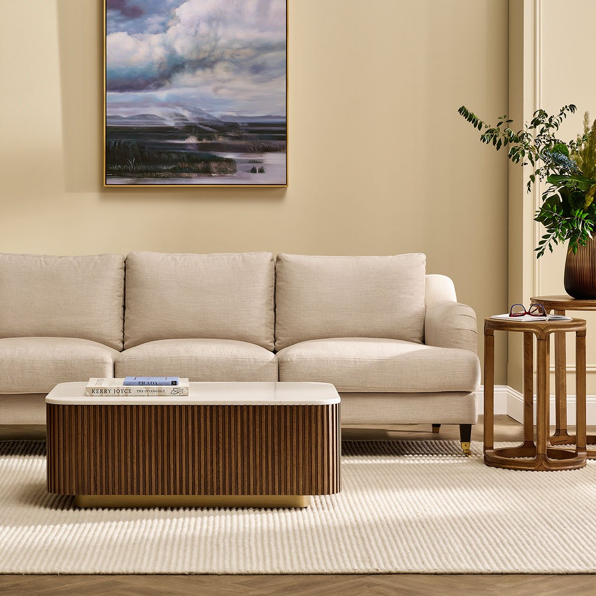 Aerin 3 Seater Sofa - Natural Linen