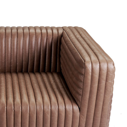 Granger 3 Seater Sofa - Dark Brown Leather ** Offlines pending re-order