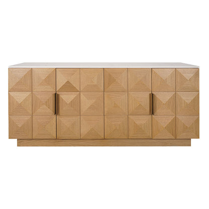 Benedict 170cm Natural Oak Buffet - White Marble