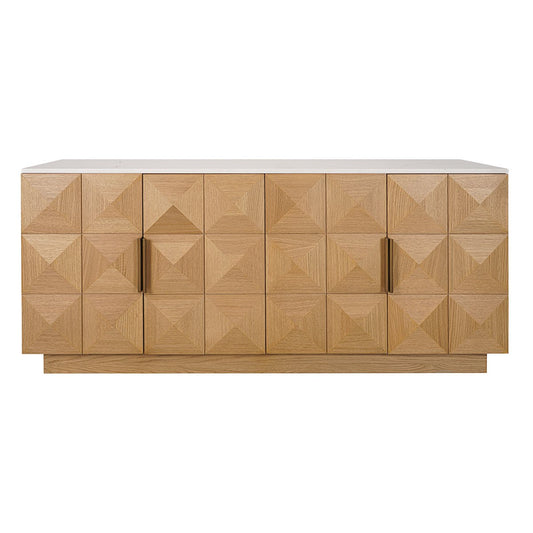 Benedict 170cm Natural Oak Buffet - White Marble