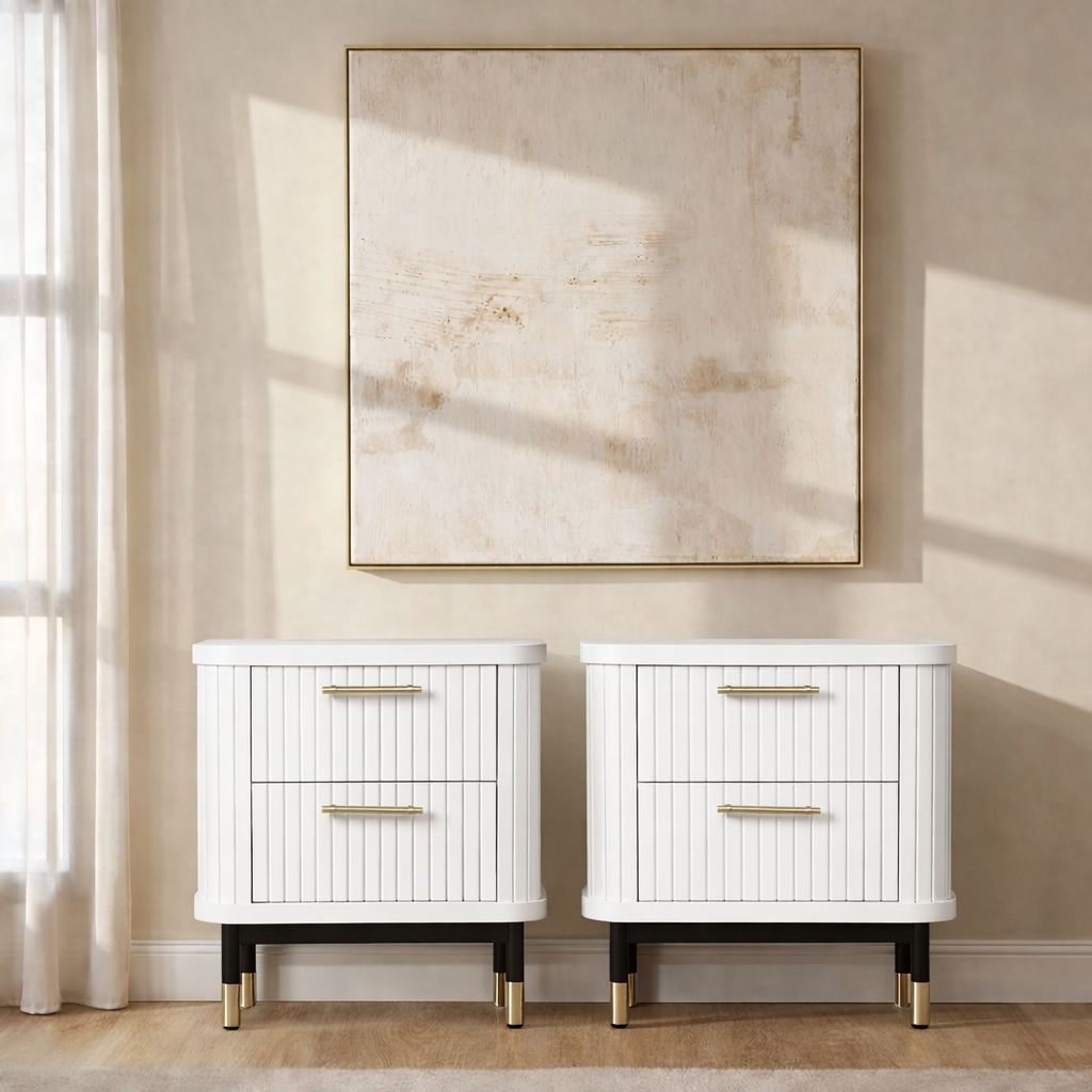 Sophia White Bedside Table Set of 2
