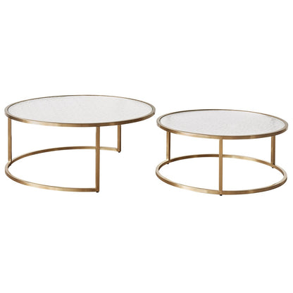 Chloe Rippled Glass Nesting Coffee Table - Gold