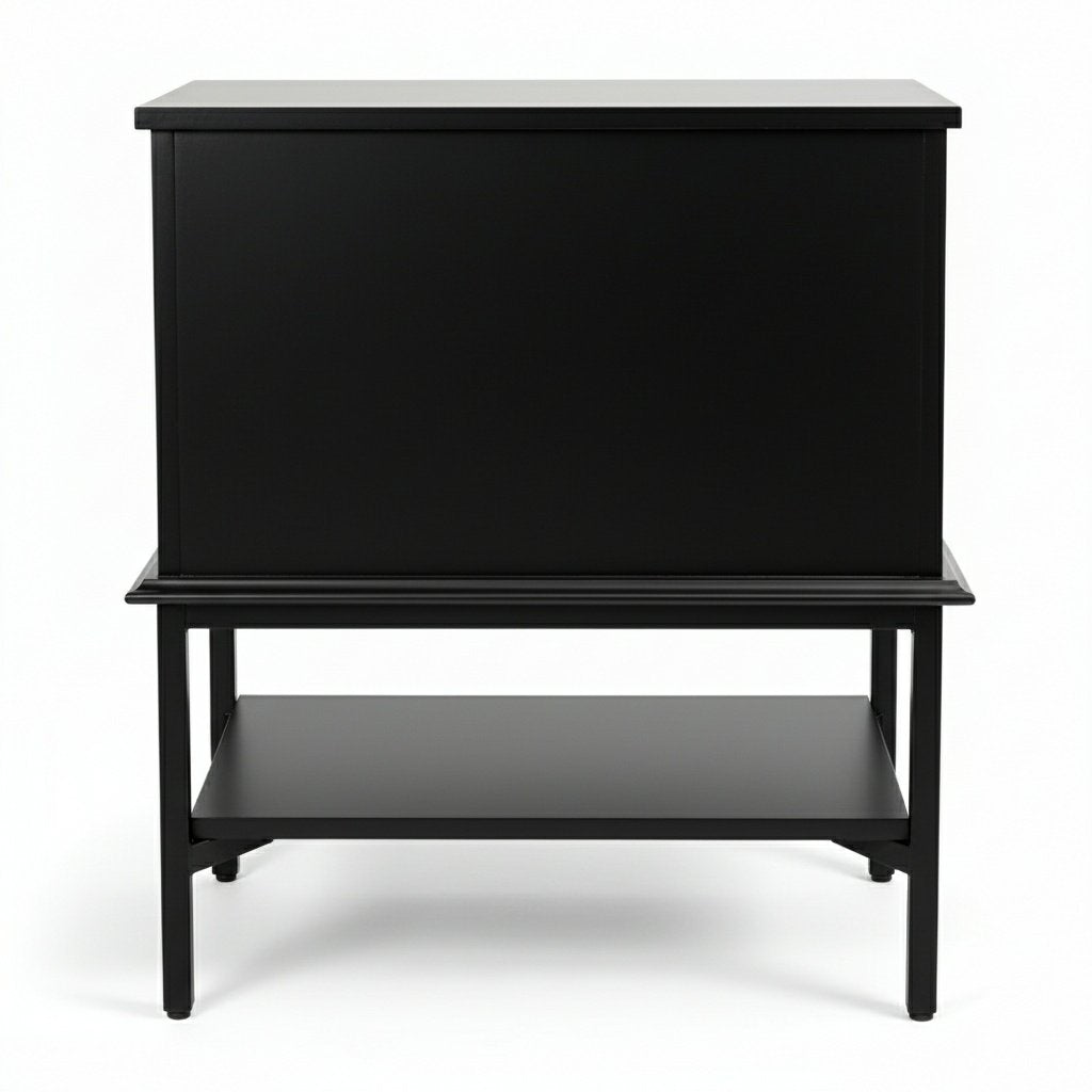 Aimee 55x60cm Bedside Table - All Black