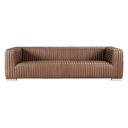 Granger 3 Seater Sofa - Dark Brown Leather ** Offlines pending re-order