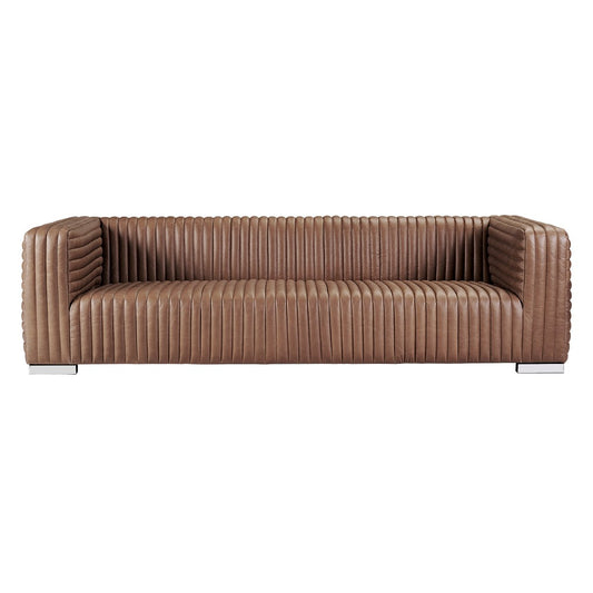 Granger 3 Seater Sofa - Dark Brown Leather ** Offlines pending re-order
