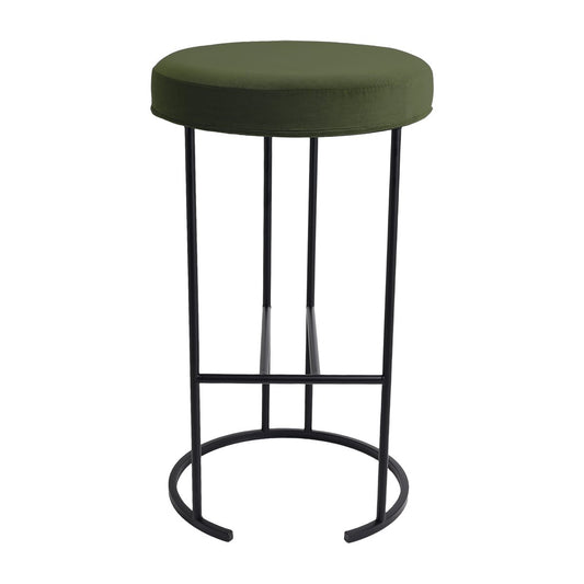 Blackley Black Iron Kitchen Stool - Moss Velvet