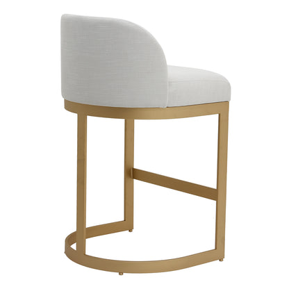 Remy Black Kitchen Stool with Backrest - Natural Linen