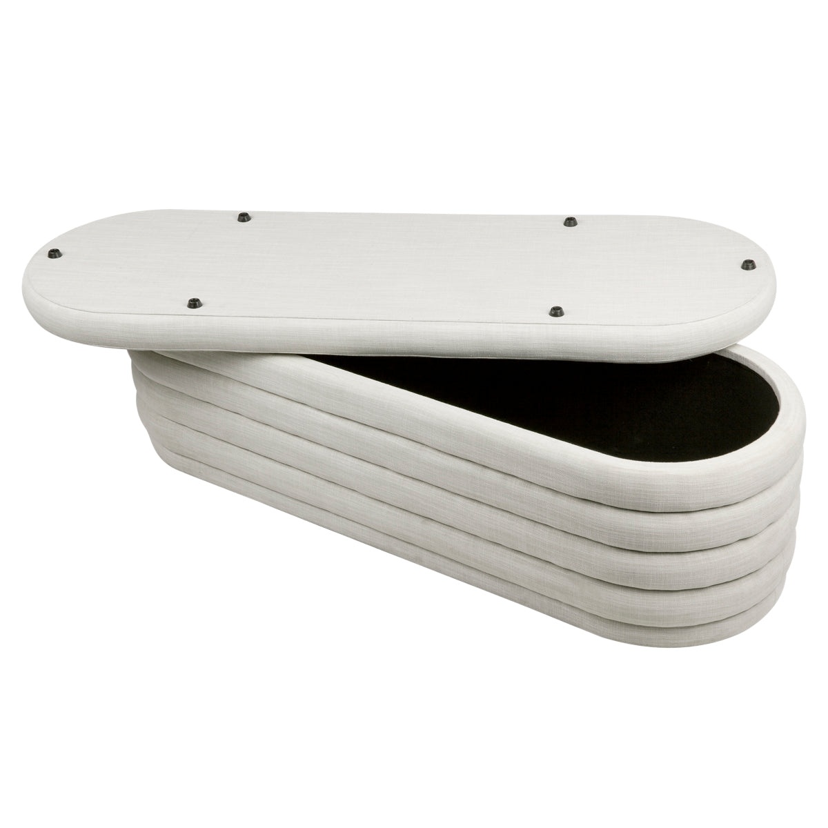 Demi Storage Bench Ottoman - Off White Linen