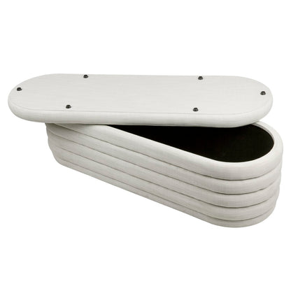 Demi Storage Bench Ottoman - Off White Linen