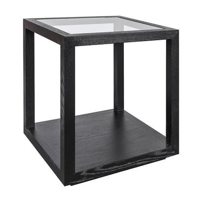 Sadie Oak Square Side Table - Medium Black - OUTLET NSW
