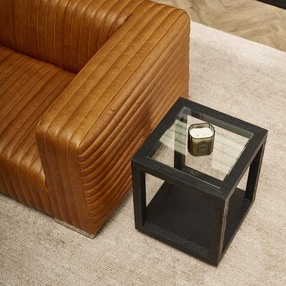 Sadie Oak Square Side Table - Medium Black - OUTLET NSW