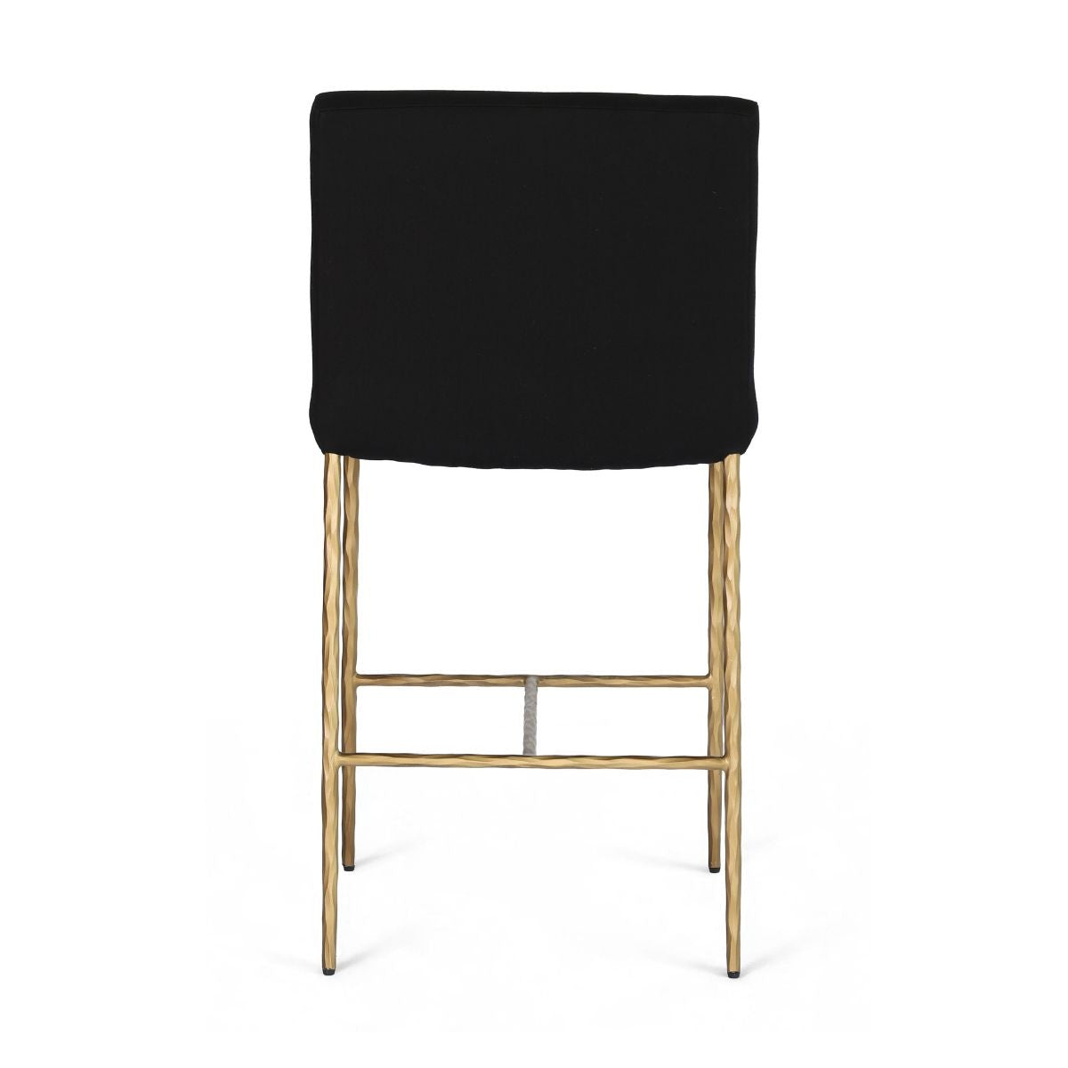 Heston Brass Kitchen Stool with Back - Black Linen