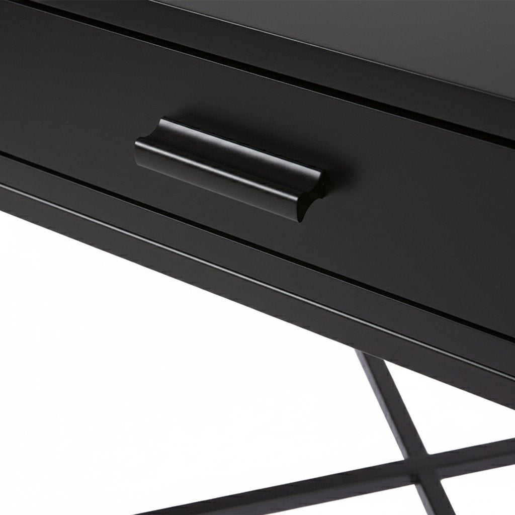 Nessa 45x60cm 1 Drawer Bedside Table - All Black