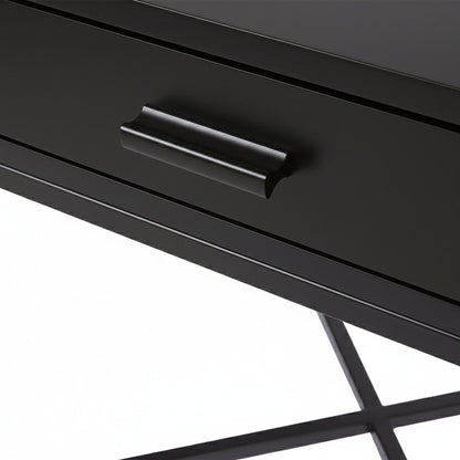 Nessa 45x60cm 1 Drawer Bedside Table - All Black