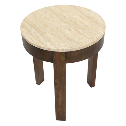 Oliver Travertine Side Table - Large Brown