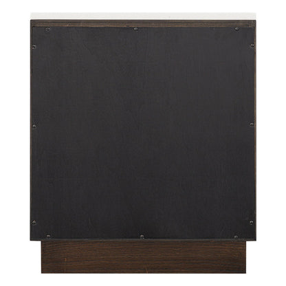 Benedict Smoked Oak Bedside Table - White Marble