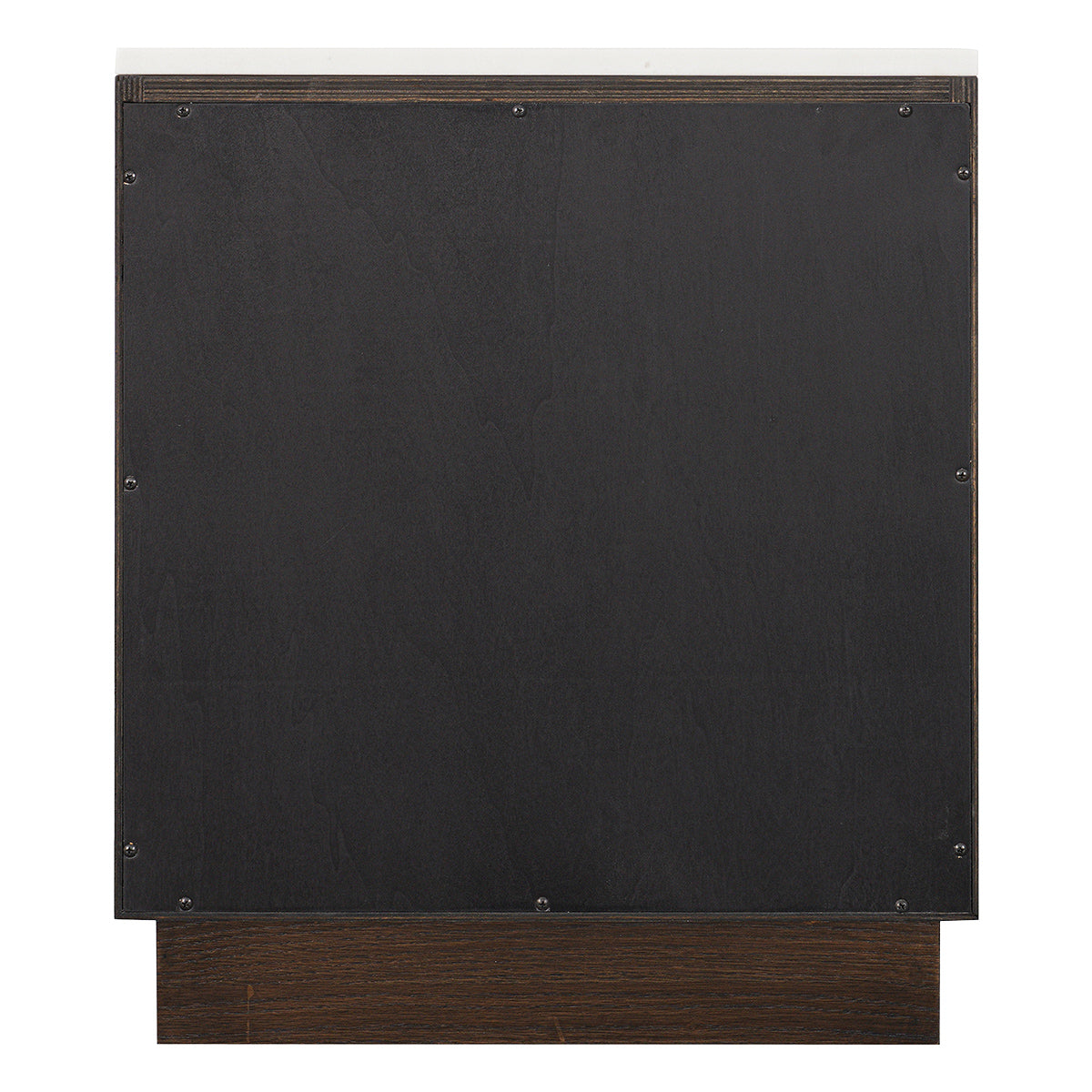 Benedict 53x62.5cm Smoked Oak Bedside Table - White Marble - OUTLET NSW