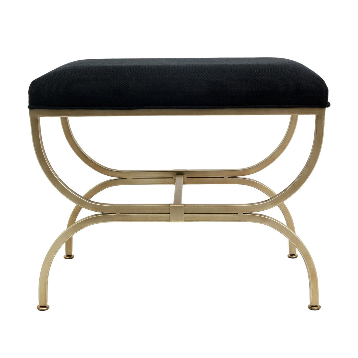 Novak Antique Gold Iron Stool - Black Linen - OUTLET NSW