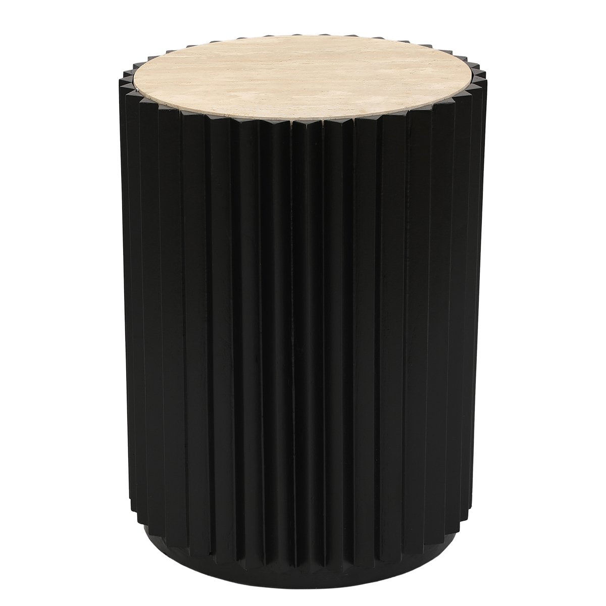 Carter Travertine Side Table - Black - OUTLET NSW