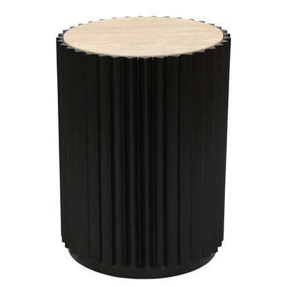 Carter Travertine Side Table - Black - OUTLET NSW