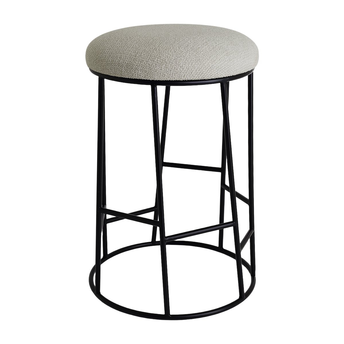 Aiden Black Steel Kitchen Stool - Speckle Ecru
