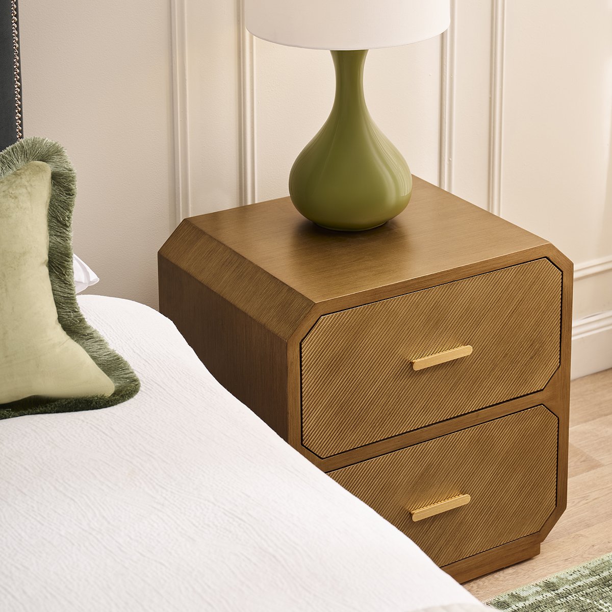 Anderson 2 Drawer Bedside Table - Antique Gold
