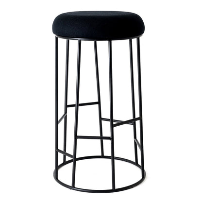Aiden Black Steel Bar Stool - Black Linen