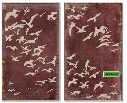 Migration Set of Two Oil on Canvas Painting – Maroon - OUTLET NSW