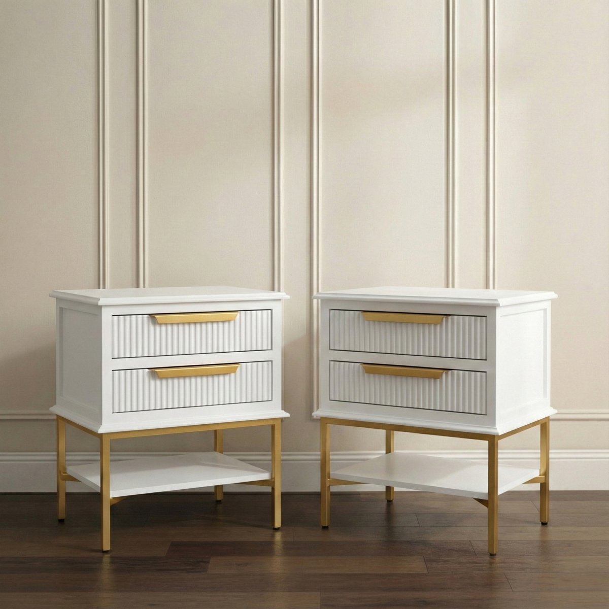 Aimee Bedside Table - Small White Set of 2