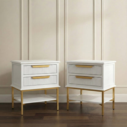 Aimee Bedside Table - Small White Set of 2