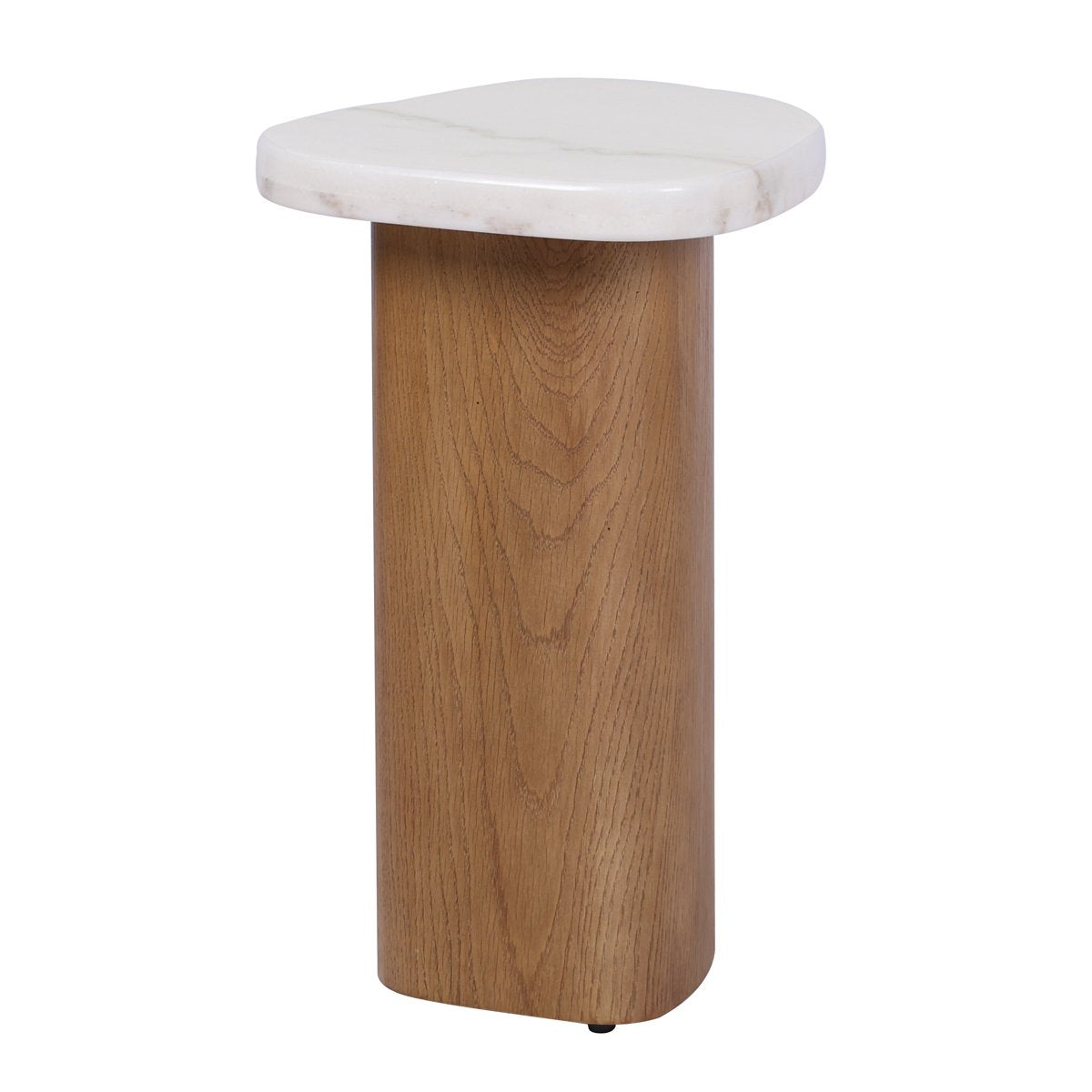Solstice Ivory Cloud Marble Side Table - Oak