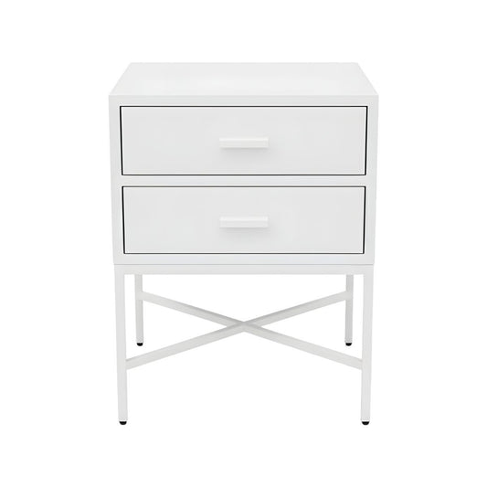 Nessa 2 Drawer Bedside Table - All White