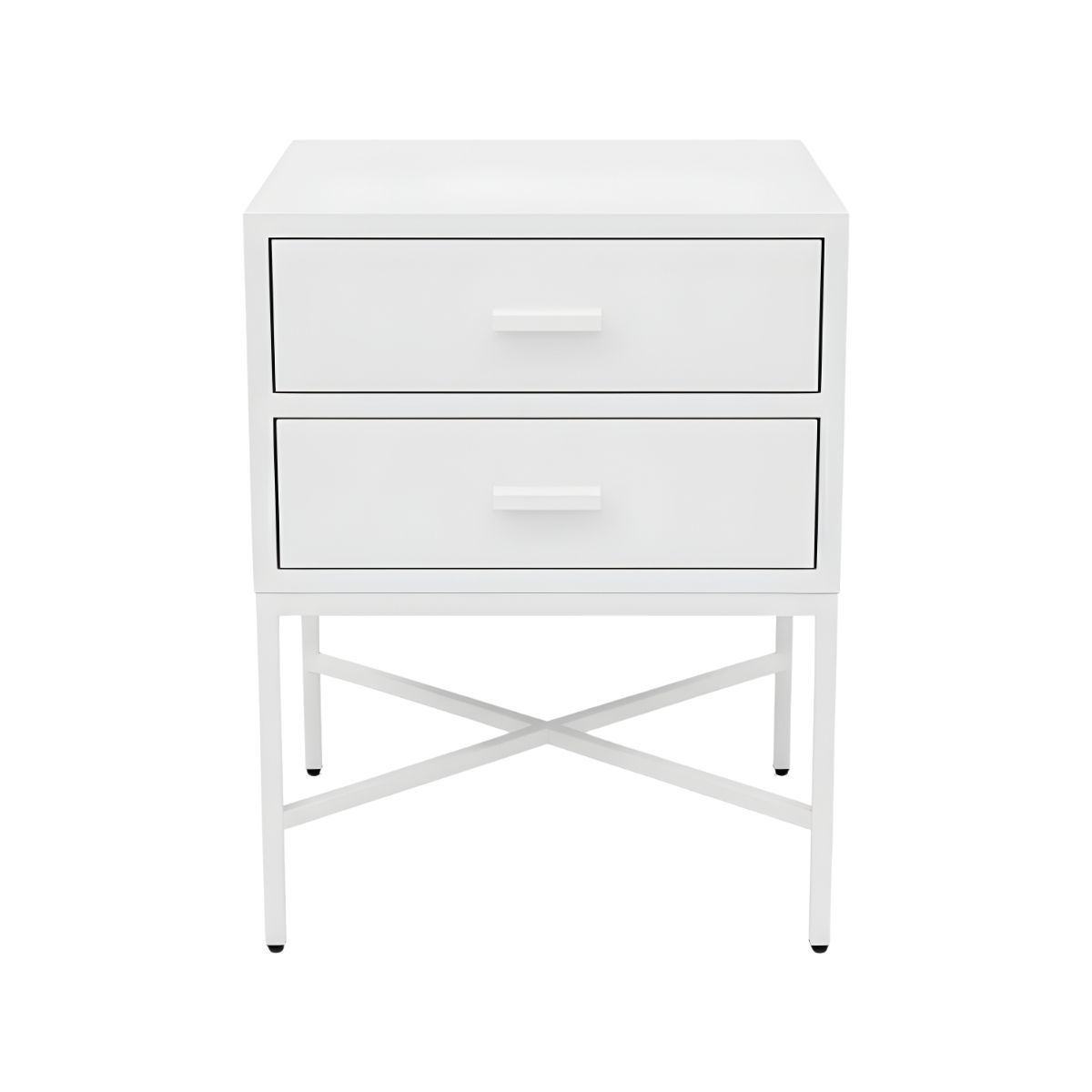 Nessa 2 Drawer Bedside Table - All White