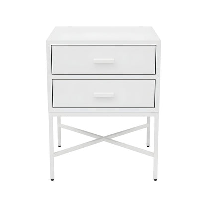 Nessa 2 Drawer Bedside Table - All White