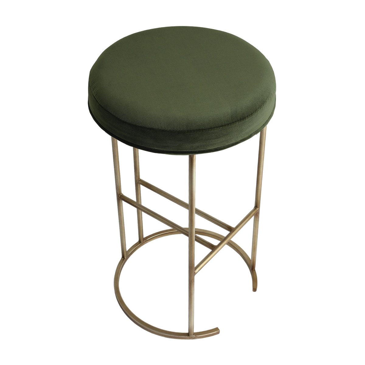 Blackley Gold Iron Kitchen Stool - Moss Velvet