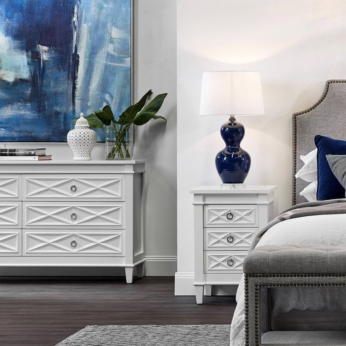 Plantation Bedside Table - Small White Set of 2