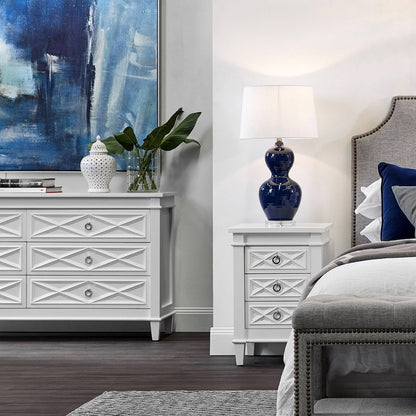 Plantation Bedside Table - Small White Set of 2