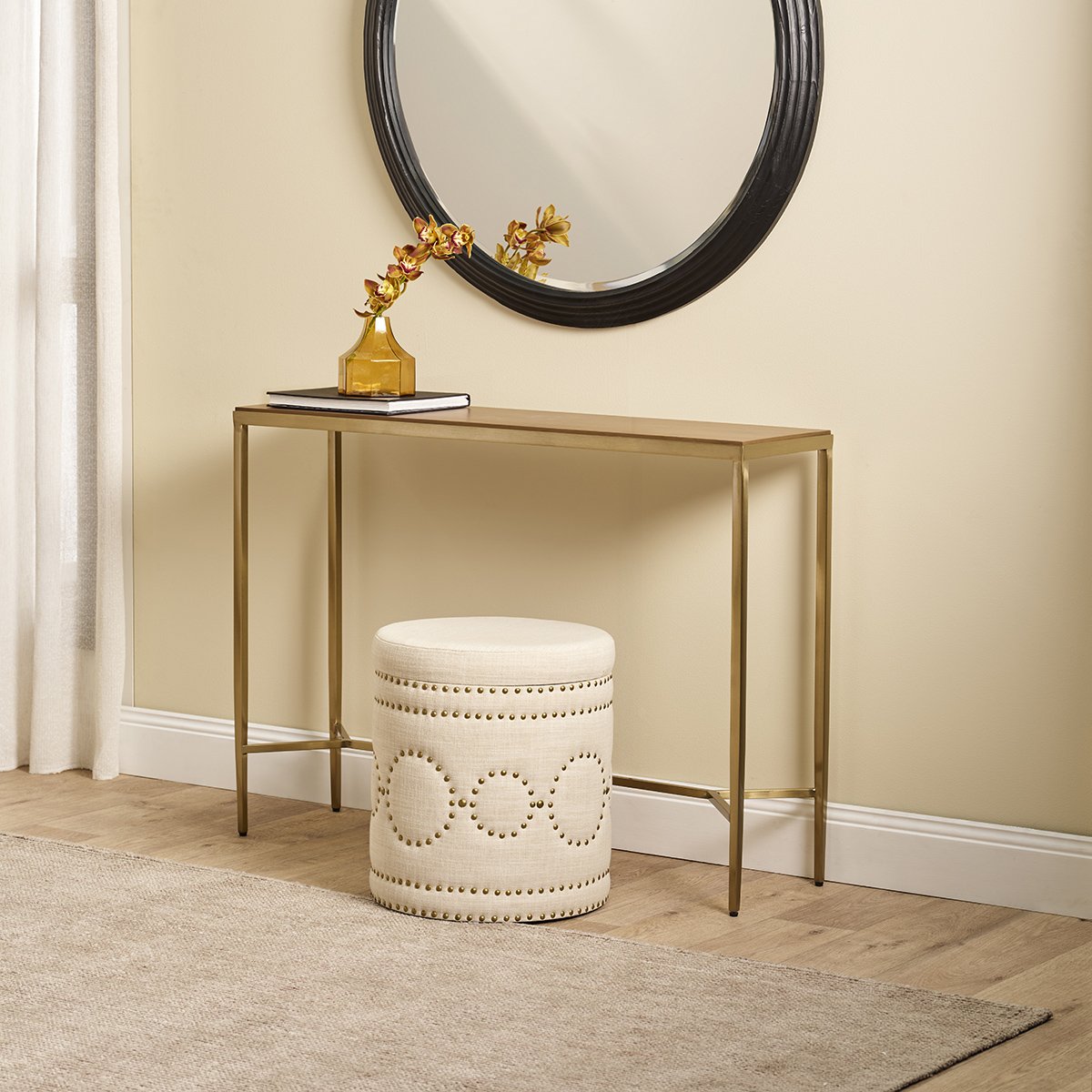 Chloe Timber Console Table - Small Gold
