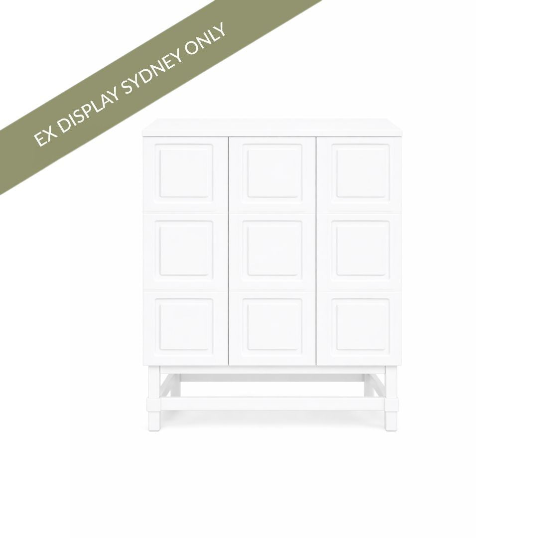 Saxon 55x65cm 3 Drawer Bedside Table - White - OUTLET NSW