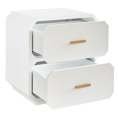Anderson 2 Drawer Bedside Table - White - OUTLET NSW
