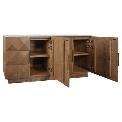 Benedict 170cm Walnut Buffet - White Marble
