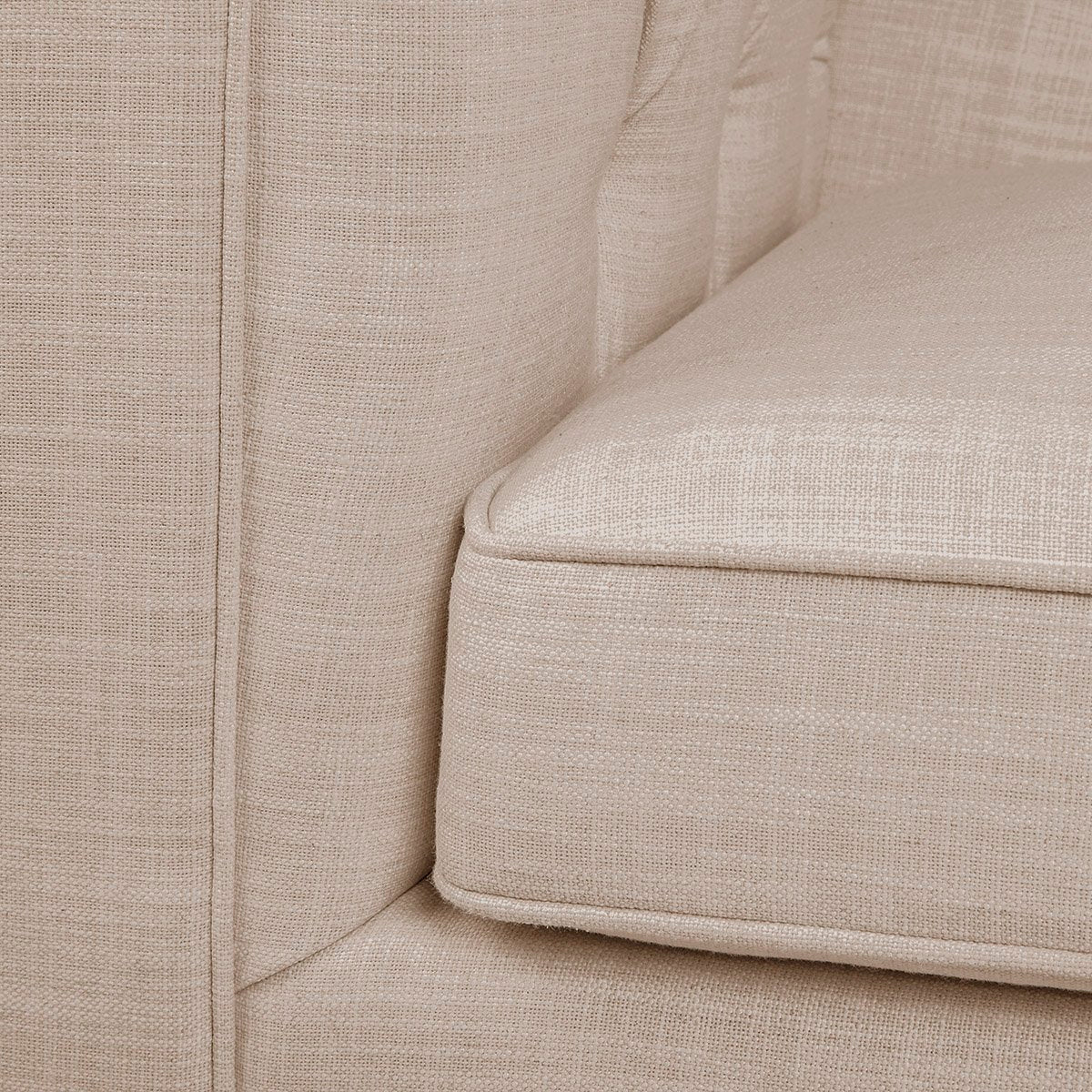 Tuxedo 3 Seater Tufted Sofa - Fawn Linen