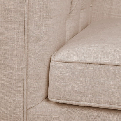 Tuxedo 3 Seater Tufted Sofa - Fawn Linen