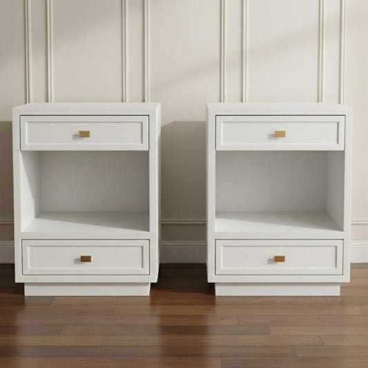 Logan Bedside Table - Small White Set of 2