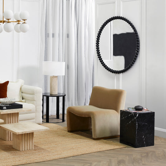 Esme 105x105cm Round Wall Mirror - Black