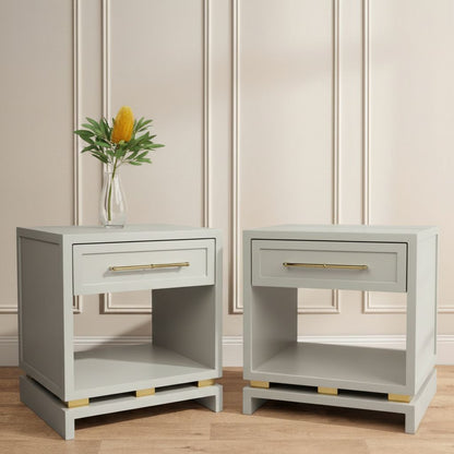 Pearl Bedside Table - Small Grey Set of 2