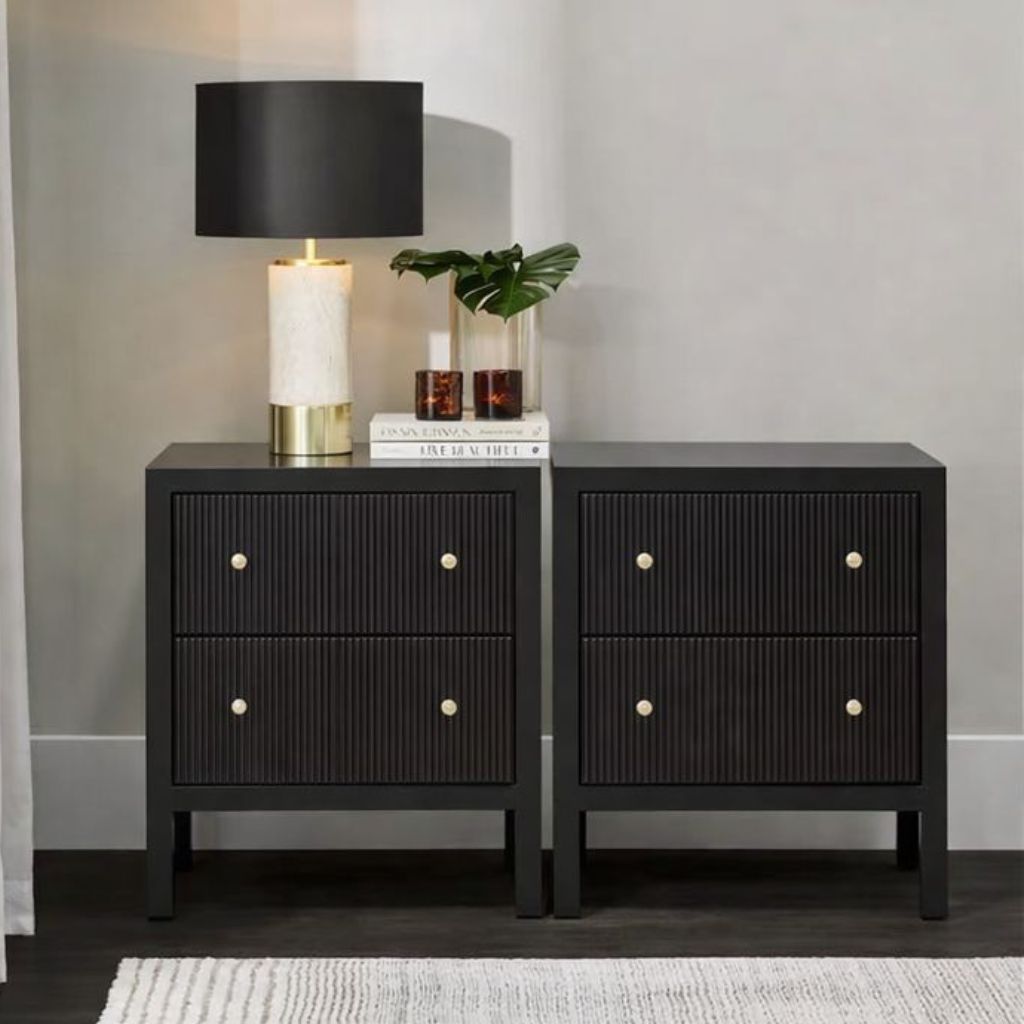 Ariana Bedside Table - Large Black Set of 2