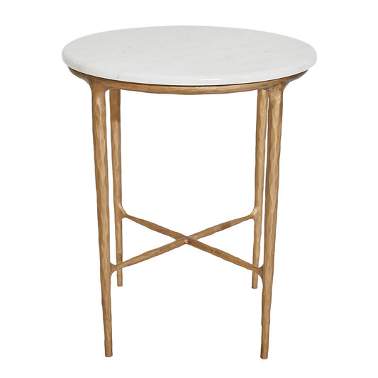 Heston Marble Round Side Table - Brass